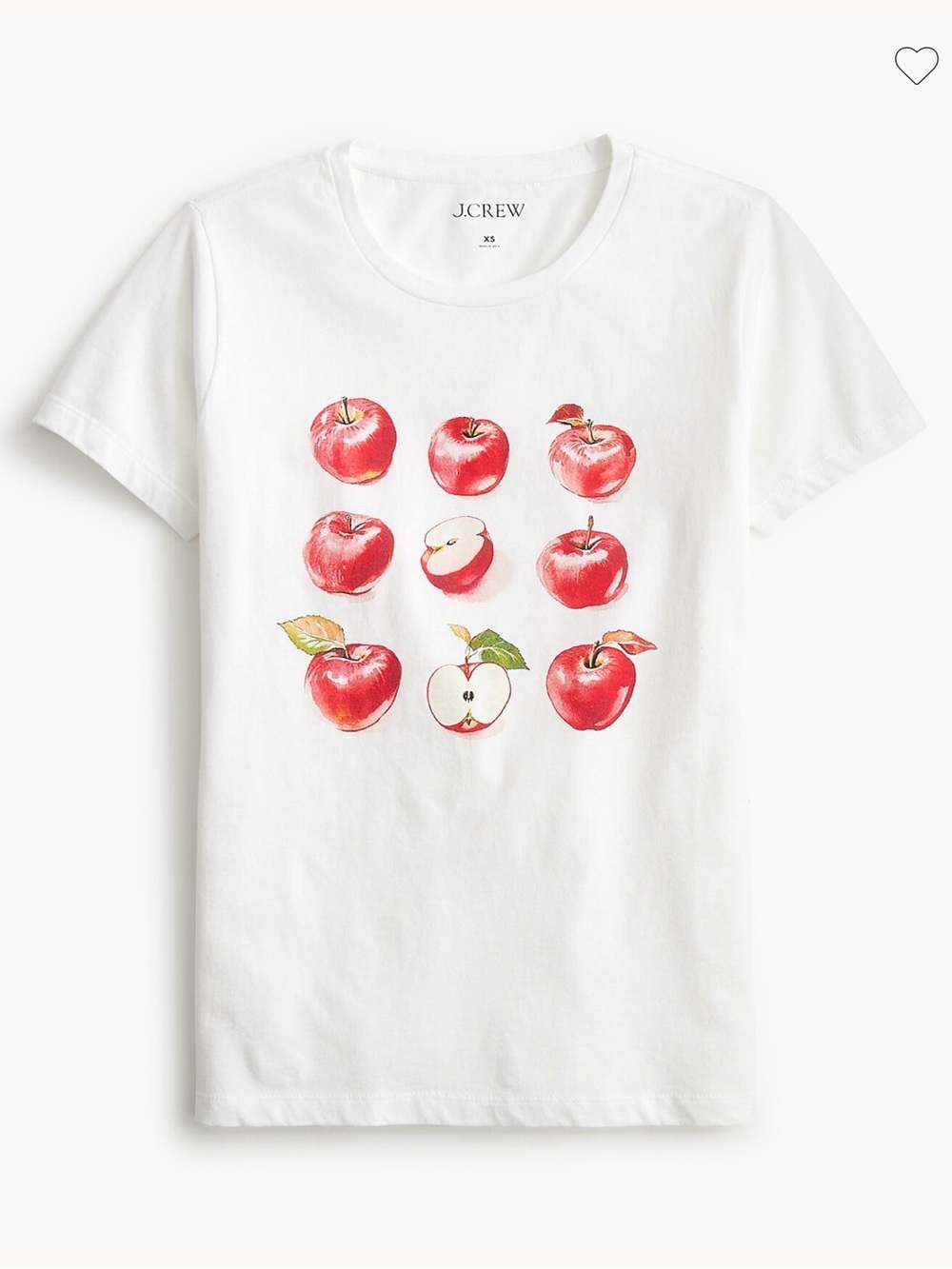 J.Crew Collector Tee Apple Graphic Shirt White Short Sleeve large nwt